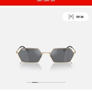 RAY-BAN Yevi bio based sunglasses. Polished gold, dark grey lenses.
